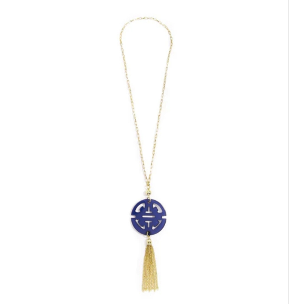 Blue and Gold Pendant Necklace